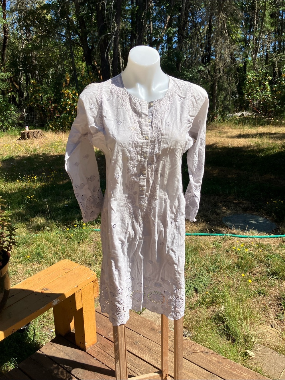 Cotton eyelet India style dress Calypso by Christiane Cello S